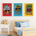 Bright Vibes wall frames in a kids room